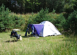 Camping in a tent